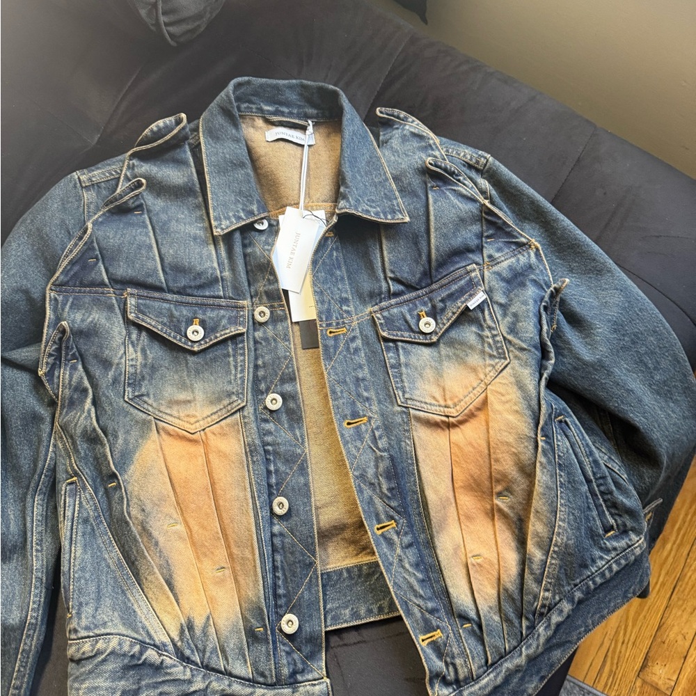 Juntae Kim Denim Jacket with Tan Accents